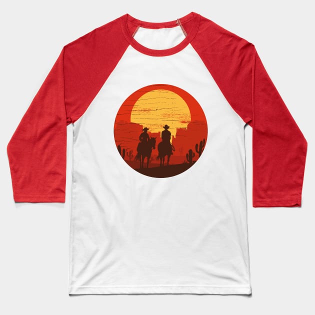 Cowboys of the Wild West - Circle Baseball T-Shirt by JingleSnitch